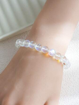 Elegant Rainbow Crystal Bracelet With Shimmering Multi-Color Beads - Fashionable Natural Crystal Jewelry, Suitable For Couples, Valentine's Day And New Year Gifts, Stylish, Graceful