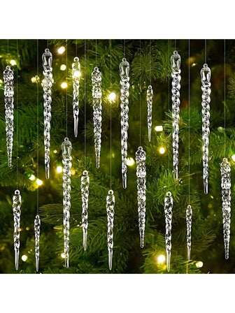 12-108pcs Icicle Ornaments Clear Plastic Icicle Christmas Ornaments Acrylic Clear Icicles For Christmas Tree Decoration (30pcs Icicles Ornament) Christmas Decorations Home Christmas Gifts Christmas Decor