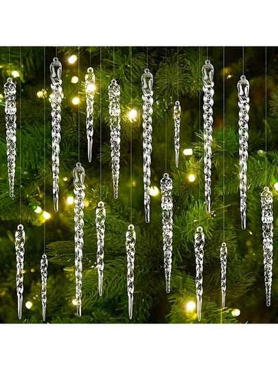 12-108pcs Icicle Ornaments Clear Plastic Icicle Christmas Ornaments Acrylic Clear Icicles For Christmas Tree Decoration (30pcs Icicles Ornament) Christmas Decorations Home Christmas Gifts Christmas Decor