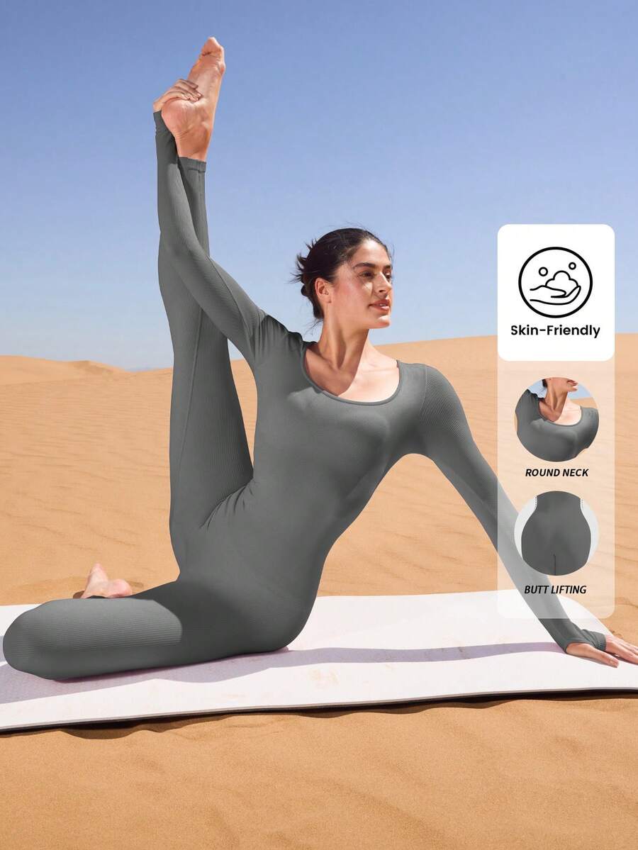 Yefecy Women's Basic Yoga Running High Stretch Sports Jumpsuit