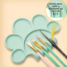 Paleta de pintura de silicona con diseño de compartimentos, fácil de lavar, bandeja dispensadora de pigmentos con soporte para bolígrafo, suministros de pintura