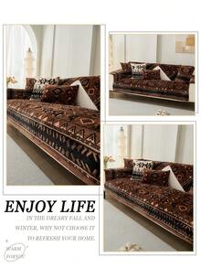 1 Stück nordischer und orientalischer Stil Flanell Sofakissenbezug, Herbst/Winter verstärkter warmer Sofabezug, tierfreundlich, Möbelschutz, passend für alle Sofas, maschinen-/handwaschbar, geeignet für Wohnzimmer, Schlafzimmer, Büro Sofa Dekoration