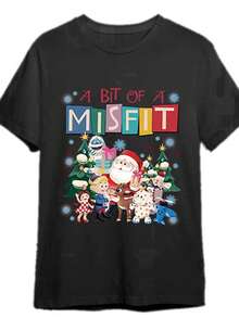 A Bit Of A Misfit Christmas Shirt, Rudolph The Red Nosed Reindeer Shirt 337688 Funny Men'S Short Sleeve Graphic T-Shirt Collection Black PR - màu đen - Xem 1