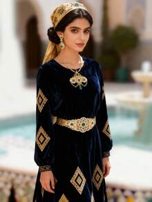 1set Morocco Belt & Crystal Brooch & Earring Set, Algerian Wedding Bridal Jewelry Gift