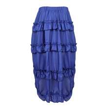 Zhitunemi Women's Steampunk Skirt Ruffle High Low Outfits Gothic Plus Size Pirate Dressing{"Size_name":"X-Small-Small","Color_name":"Blue"} - 藍色 - 查看 4