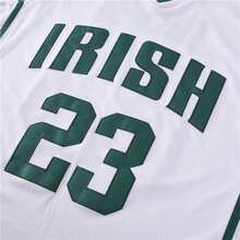 ST John's Shamrocks IRISH James Men's Basketball Jersey From St. Vincent And St. Mary's High School Auction In Ohio 23, White Elastic Fabric - Loose Fit Sleeveless VNeck Tank Top, Letter Embroidery, Suitable For Basketball, Sports, Running