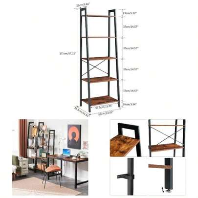 Ladder Shelf, Bookshelf, 4 - Tier Storage Organiser Shelves, Shelving Unit, Plant Stand, Living Room Bookcases, Industrial Bookshelf, Bedroom, Kitchen