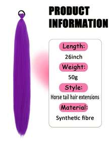 1pc 26 Inch Synthetic Ombre Straight Hair Ponytail Elastic Band, Suitable For DIY Braiding, Children's Daily Wear, Halloween, Christmas, New Year Costume Parties - Multicolor - View 4
