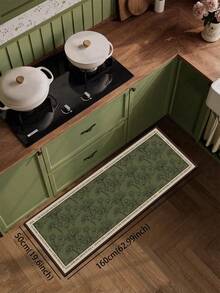 1pc Diatomaceous Earth Vintage Line Drawing Floral Kitchen Mat, Olive Green Background Plant Sketch, 3.5mm Free Cut, Absorbent Anti-Slip Oil-Resistant, Kitchen Anti-Slip Mat, Bathroom Mat, Indoor Hallway Small Rug, Outdoor Doormat - Multicolor - View 15