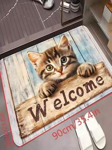 1 قطعة - تصميم قطة جميلة - ديكور عطلة - ديكور يومي - هدية عطلة - بساط مدخل - بساط خارجي - بساط داخلي - سجادة صغيرة - فلانيل ناعم، قابل للغسل في الغسالة، متين، مقاوم للبقع، سريع الجفاف - متعدد الألوان - مشاهدة 6