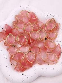 30入組亞克力透明霧面漸變金邊花瓣蓮瓣製作diy髮夾材料