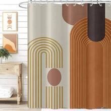 Mid Century Modern Extra Long Shower Curtain, Boho Neutral Minimalist Brown And Beige Abstract Arch Machine Washable Waterproof Fabric For Bathroom Decor Bathtub With 12 Hooks 72Wx78H{"Color_name":"BrownandBeige","Size_name":"72\"Wx78\"L(Packof1)"} - Nhiều màu2 - Xem 1
