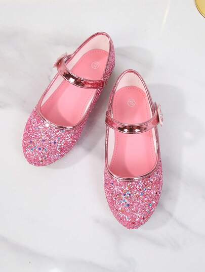 1 Pair Fashion Versatile Pink Girl Pearl Cute Flat Shoes, Round Toe, Suitable For Daily Wear, Dancing, Outdoor, Decorated With Sequins, Closed Toe Princess Shoes, Spring And Autumn