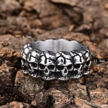 1 bucată retro inel din oțel inoxidabil argintiu hip hop punk cranii bandă inel pentru bărbați femei motociclist îmbrăcăminte zilnică de petrecere