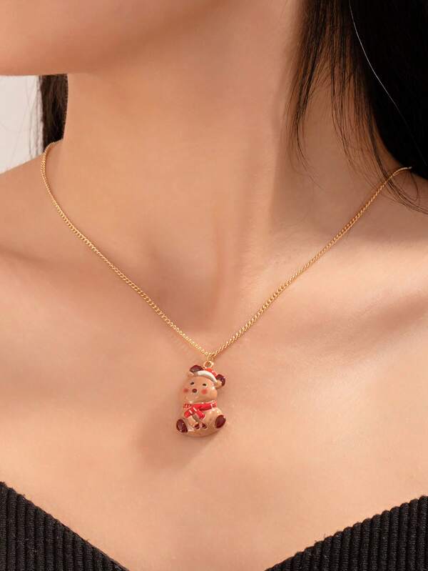 1 Stück modischer & süßer Weihnachts-Rentier-Anhänger Halskette, geeignet für Feiertagspartys