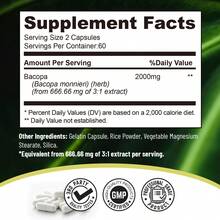 BUPORAI Bacopa Monnieri 2000 Mg - Suplemento Nootrópico Para El Cerebro, Favorece El Pensamiento Lúcido Y Mejora La Memoria - 120 Unidades - 120 cápsulas - Ver 2