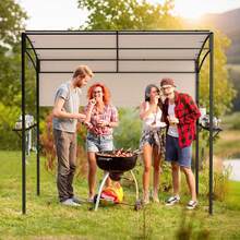7.8 X 4.4 FT Grill Gazebo Outdoor Patio BBQ Canopy W/ Metal Shelves For Backyard - 米色和黑色 - 查看 4
