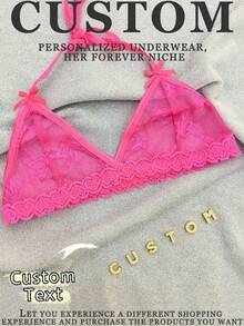 1pc Customized Women's Sexy Camisole Panties, Can Customize Personalized Letters/Names, Women's Sexy Camisole Without Pads And Underwire, Comfortable Breathable Sports Underwear, Suitable As Holiday/Anniversary Gift - Hot Pink - View 2