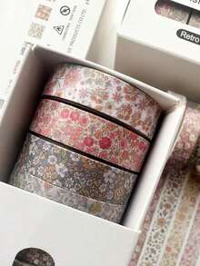 8 Rolls Vintage Japanese Washi Tape Set, Narrow Retro Decorative Tapes Suitable, Art Journaling, Back To School And More - 彩色 - 查看 11