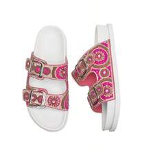 Women's Sandal Papete New Rhinestones With Adjustable Buckle Birken Meijile Original - Rose Red - View 2