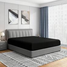 CAQQA 1 Elastic Sheet - Luxury Single And Double Sheets For Hotels And Homes - Available In Different Sizes And Colors - Extra Soft, Wrinkle-Free, Breathable, And Cooling - Bottom Sheet - Black - View 5