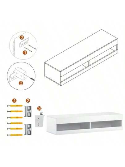 LED TV Cabinet, Wit Low Cabinet Lighting, High Quality Plenty Of Storage Space Your Living Room 140x40x30.5cm view 6