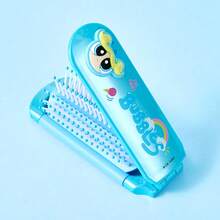 Miniso 1pc Powerpuff Girls Bubble Series Colorful Folding Mirror Comb, Compact And Portable, Made Of High-Quality Plastic, Integrated Mirror And Comb Design, Very Convenient For Daily Makeup And Hairstyling