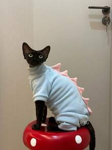 Sphynx Cat Clothes, Colorful Little Dinosaur Shaped Belly Warmer Outfit, Plush Fabric, Suitable For Hairless Cats