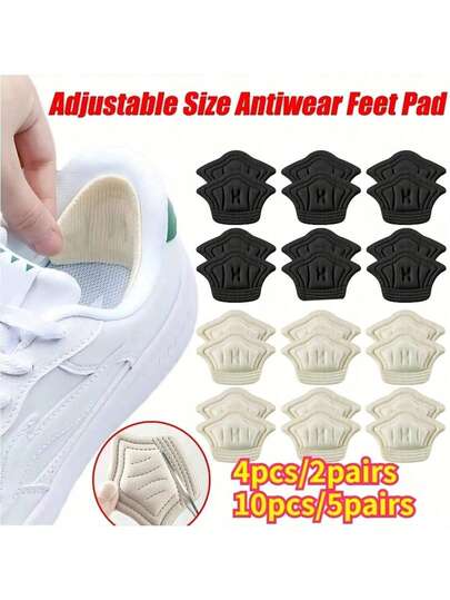 4 unidades/2 pares, 10 unidades/5 pares de protetores de pés antidesgaste, adesivos para a parte traseira, calçados esportivos, adesivos para o calcanhar, calçados antidesgaste, calçados antiderrapantes, tamanhos ajustáveis que podem ser cortados, espessos, tamanhos de calçados grandes e pequenos, adesivos autoadesivos de meio tamanho