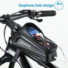 TAKEZERO - Bolsa impermeable para teléfono de bicicleta, accesorios para bicicleta, carcasa dura de EVA, compatible con iPhone de menos de 6.8 pulgadas (negro) - Negro - - Ver 12