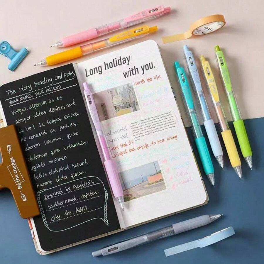 8 colores de bolígrafos neutros, resaltadores para diarios, toma de notas, aprendizaje, uso estudiantil