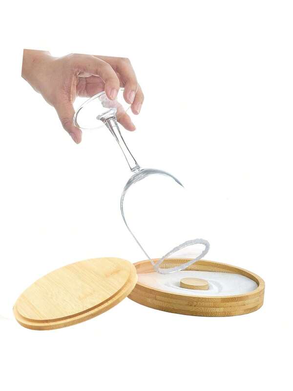 1/2/3/4pcs Margarita Salt Cup Set With Lid, Margarita Cocktail Sugar Cup, Bamboo Glass Edges, Cocktail And Margarita Wine Bartender Tools, Sugar And Salt Edges Up To 4.9 Inches,Wooden Margarita Salt And Sugar Rimmer, Margarita Salt Rimmer Set Double Hole Salt Rimmer For Cocktails, Margarita Cocktail Rimmer, Cocktail Salt Rimmers For Drinks Wood Glass Drink Rimmer Tray