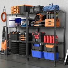M MZG 1000 Lbs Commercial Grade Wire Shelving Unit, 4-Tier Black Heavy Duty Standing Storage Rack, Steel Wire Organizer For Pantry, Garage, Warehouse, Kitchen & Laundry Room, Space Saving Design 13.8" D X 23.6" W X 53.5" H - 黑色 - 查看 2