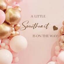 DA Little Sweetheart Is On The Way Decal Sign  Arch Decoration Sticker Baby Shower Party Sweetheart Themed Decal Sign Gender Reveal Party Decorations For Baby Party Themed Baby Shower Decor. - Brown - View 3