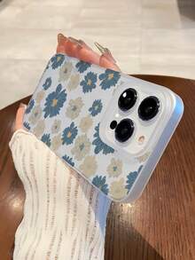 Carcasă de telefon transparentă din mătase albă, cu imprimeu de margarete, albastru deschis și flori albe, pentru primăvară-vară, anti-amprentă, anti-cădere, compatibilă cu 11, 12, 13, 14, 15 Pro/Promax/Plus X/XS/XR/XSMAX 7/8 Mini, rezistentă la șocuri și zgârieturi