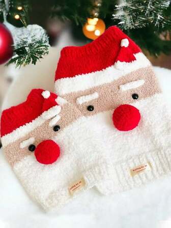 圣诞节和万圣节宠物服装，厚针织毛衣，圣诞老人狗狗变身服装，秋冬