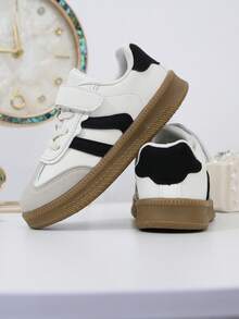 1 Pair Kids' Fashion Soft Bottom Casual Sneakers, Children Students Versatile Canvas Shoes, Toddler Leather Flat Shoes - Apricot - View 3