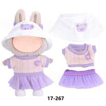 New Casual Fashion Outfit Set, Includes T-Shirt, Shirt, Tulle Skirt, Princess Dress, Overalls, Compatible With 17cm FORLABUBU Dolls (Doll And Shoes Not Included) - Multicolor - View 6