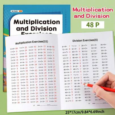 48 Pages Multiplication And Division Of 9 Math Practice Workbook, Improve Calculation Ability, Handwritten Math Book, Educational Puzzle, Math Learning Tool, School Supplies And Christmas Gift, Classroom Activities, Home Education Course, Fun Practice Book, Interactive Learning, Educational Content, Clear Printing, Calculation Book, Math Workbook, Parents, Home Educators