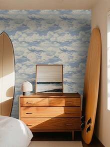 ihomeli 17.7英寸 x 9.8英尺 可移除蓝色波浪图案自粘壁纸，无缝海洋波浪纹理，防水墙面装饰，家居装饰，房间装饰 - 彩色 - 查看 10