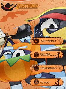 Bluey万圣节数码印花床单，Bluey床上用品，床垫保护套，床罩，床笠，秋季装饰，舒适家纺，透气防起球床垫保护套，柔软亲肤，卡通图案床罩装饰