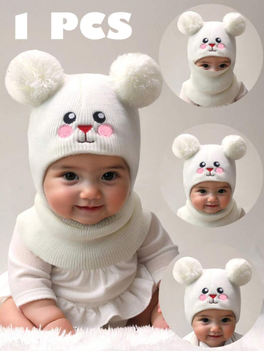 1 件 0-12 岁兔子幼儿帽子双球婴儿猫咪女孩男孩帽子儿童冬帽儿童针织保暖拉法帽 - 1PC - 查看 1