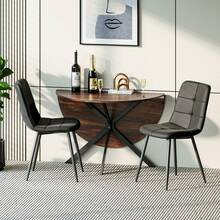 Wood Grain Table + Linen Black Chairs