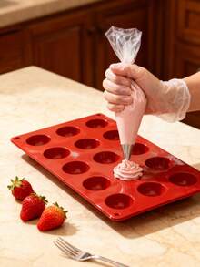 1pc Semi-Circle Silicone Cake Mold, 3D Semi-Circle Chocolate Cookie Baking Mold, Suitable For Mini Cakes, Desserts, Pastries, Kitchen Baking Tools