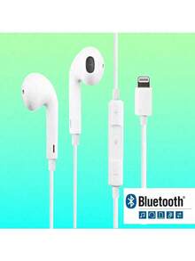 有线入耳式耳机 EarPods，配备 Lightning 接口，内置遥控器，可控制音乐、通话和音量。有线入耳式耳机 - Lightning 接口，支持免提通话（需要蓝牙连接）。入耳式耳机，圣诞节/家居礼品。 - 白色 - 查看 2