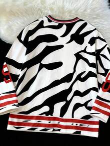 大码休闲街头风运动T恤，适合音乐节、复活节、西部风、游牧风、生日派对、毕业典礼和户外活动，春季穿着。 - 黑與白 - 查看 8