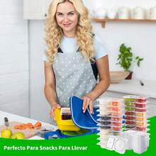 20 Contenedores Reutilizables 150 ml con 2 Compartimentos y Tapa para Snacks, Salsas, Dulces, Bocadillos, Frutas y Control de Porciones, Recipientes de Plástico para Refrigerador(20) - 20 - Ver 6
