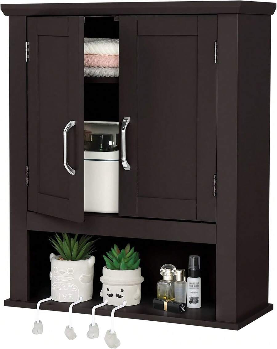 Bathroom Cabinet Wall Mounted Espresso Wall Cabinet Floating Cabinet For Wall Storage Bathroom With Doors And Adjustable Shelf Medicine Cabinet Organizer,23061094 - 藍色 - 查看 1