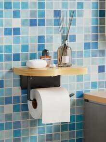 1pc Stylish Bathroom Tissue Holder - Space-Saving Roll Hanger With Wipes Dispenser And Storage Box For Convenient Organization - Easy Installation And Rust-Resistant Design