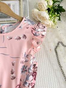 Đầm midi tay sen kiểu retro thanh lịch cho bé gái, kèm thắt lưng, đầm công chúa xếp ly duyên dáng, thích hợp làm quà tặng. - Hồng - Xem 5